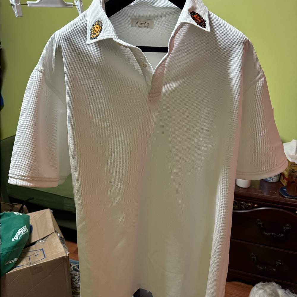 Elevee White Polo with Lions XL